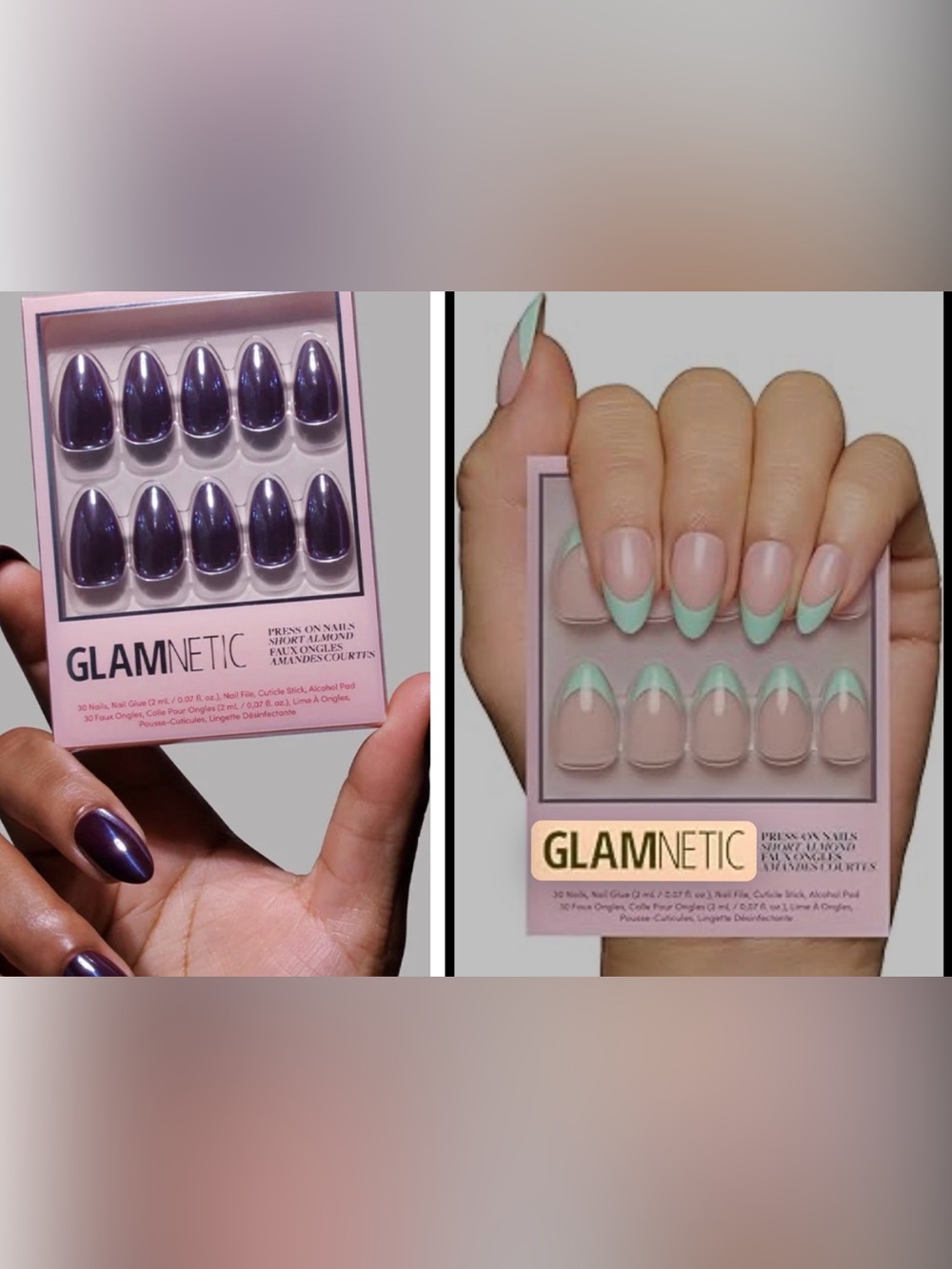 Glamnetic x 2 (Pistachio cream & Burgundy Chrome)